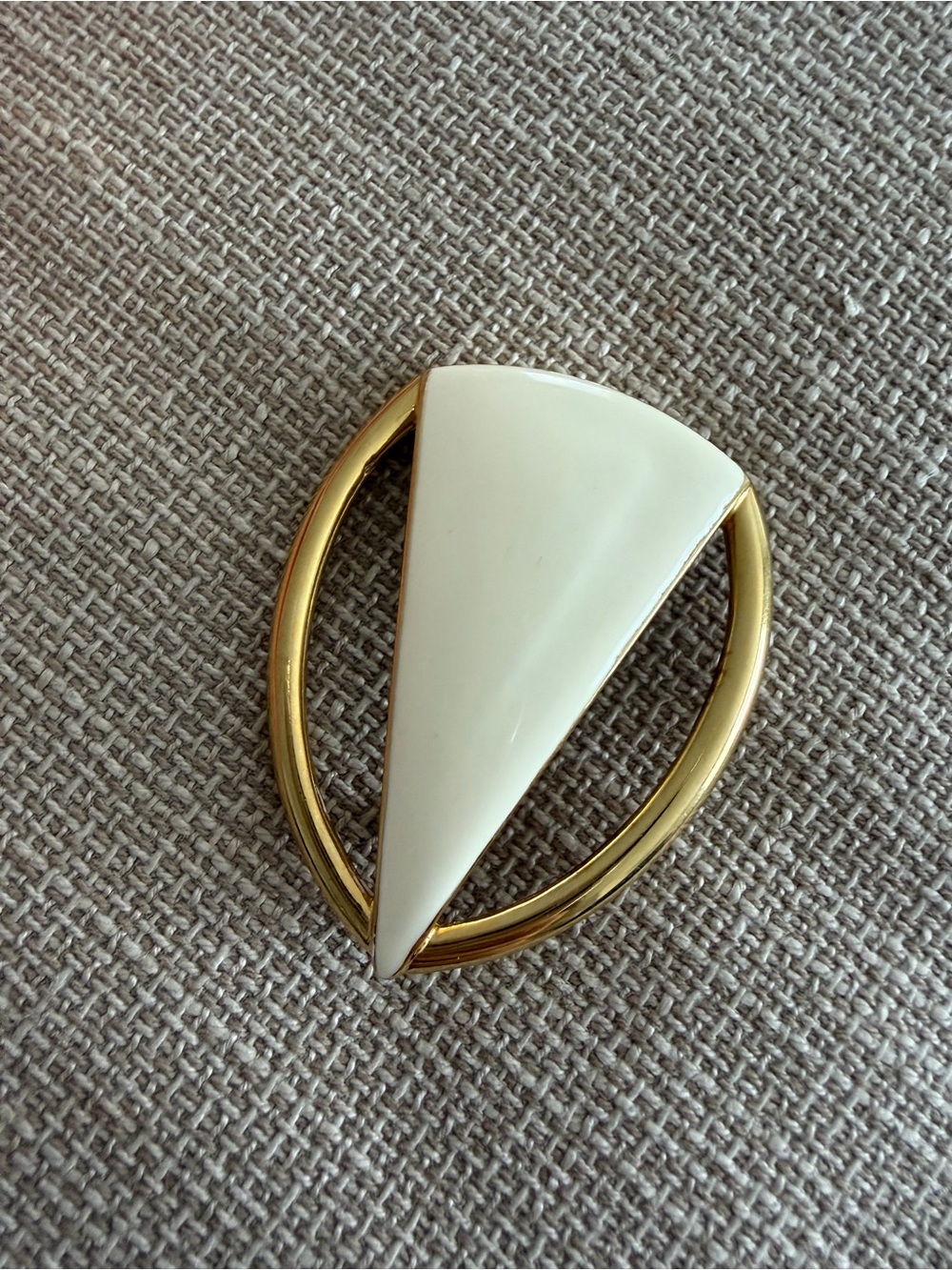 Gold and Cream Geometric Pendant Necklace - Unbranded